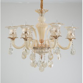 6 Light Champagne Candle Style Crystal Chandelier