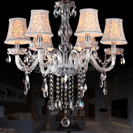 6 Light Clear Modern Candle Style Crystal Chandelier