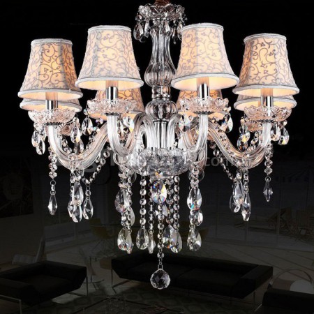 8 Light Clear Modern Candle Style Crystal Chandelier