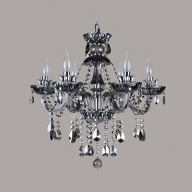 6 Light Retro Gray Candle Style Crystal Chandelier