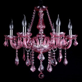 6 Light Rose Red Candle Style Crystal Chandelier