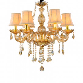 6 Light Amber Candle Style Crystal Chandelier