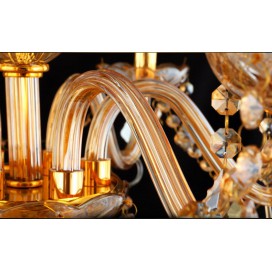 6 Light Amber Candle Style Crystal Chandelier