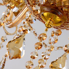 6 Light Amber Candle Style Crystal Chandelier