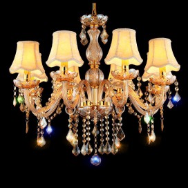 8 Light Amber Candle Style Crystal Chandelier