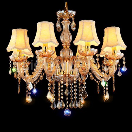 8 Light Amber Candle Style Crystal Chandelier