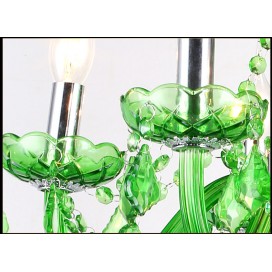 6 Light Green Candle Style Crystal Chandelier