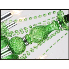 6 Light Green Candle Style Crystal Chandelier