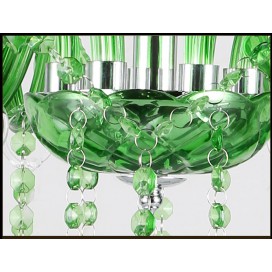 6 Light Green Candle Style Crystal Chandelier