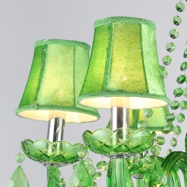 6 Light Green Candle Style Crystal Chandelier