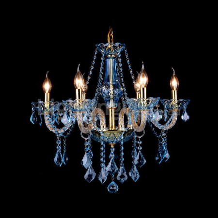 6 Light Blue Candle Style Crystal Chandelier