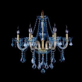 6 Light Blue Candle Style Crystal Chandelier