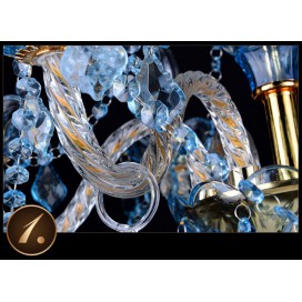 6 Light Blue Candle Style Crystal Chandelier