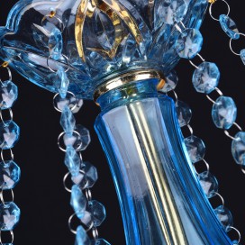 6 Light Blue Candle Style Crystal Chandelier