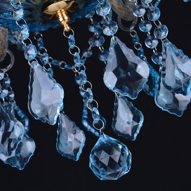 6 Light Blue Candle Style Crystal Chandelier