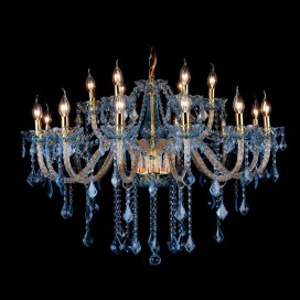 18 Light (12+6) 2 Tiers Blue Candle Style Crystal Chandelier