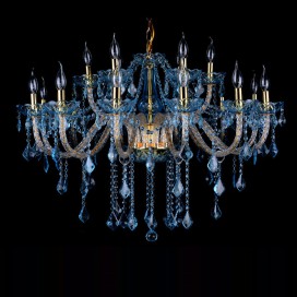 18 Light (12+6) 2 Tiers Blue Candle Style Crystal Chandelier