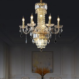 6 Light Gold Candle Style Crystal Chandelier