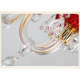 6 Light Red Candle Style Crystal Chandelier