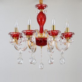 8 Light Red Candle Style Crystal Chandelier