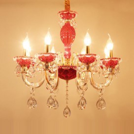 8 Light Red Candle Style Crystal Chandelier