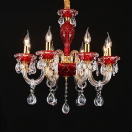 8 Light Red Candle Style Crystal Chandelier