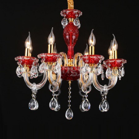 8 Light Red Candle Style Crystal Chandelier