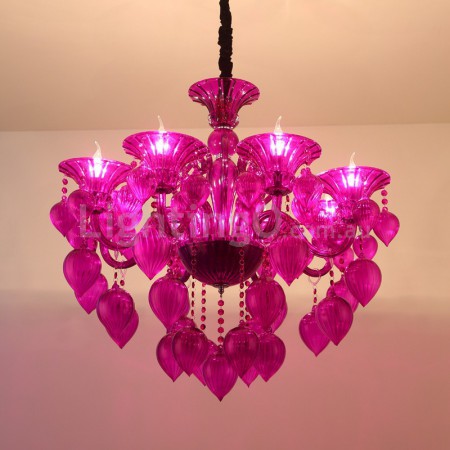 8 Light Red Purple Blue Candle Style Crystal Chandelier