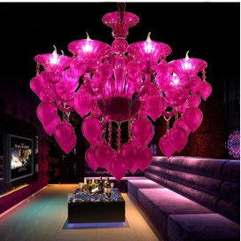 8 Light Red Purple Blue Candle Style Crystal Chandelier