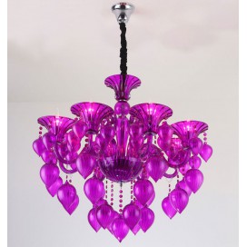 8 Light Red Purple Blue Candle Style Crystal Chandelier