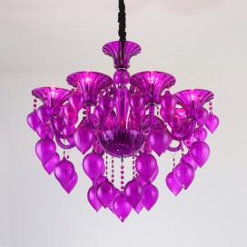 8 Light Red Purple Blue Candle Style Crystal Chandelier