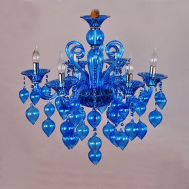 8 Light Red Purple Blue Candle Style Crystal Chandelier