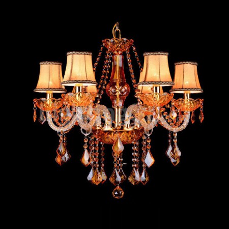 6 Light Amber Candle Style Crystal Chandelier