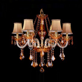 6 Light Amber Candle Style Crystal Chandelier