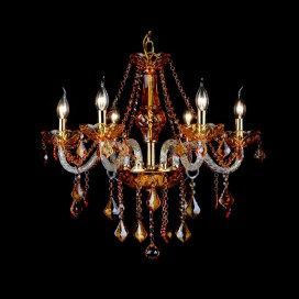 6 Light Amber Candle Style Crystal Chandelier