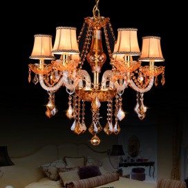 6 Light Amber Candle Style Crystal Chandelier