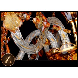 6 Light Amber Candle Style Crystal Chandelier