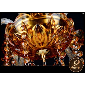 6 Light Amber Candle Style Crystal Chandelier