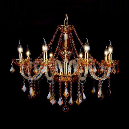 8 Light Amber Candle Style Crystal Chandelier