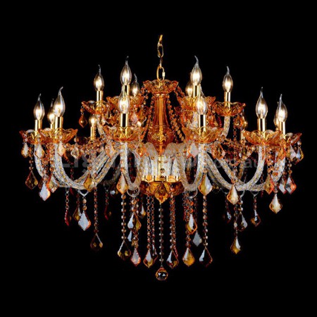 18 Light (12+6) 2 Tiers Amber Candle Style Crystal Chandelier