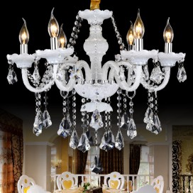 6 Light White Candle Style Crystal Chandelier