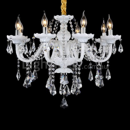 8 Light White Candle Style Crystal Chandelier