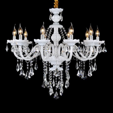 10 Light White Candle Style Crystal Chandelier