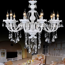 10 Light White Candle Style Crystal Chandelier