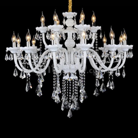 18 Light (12+6) 2 Tiers White Candle Style Crystal Chandelier