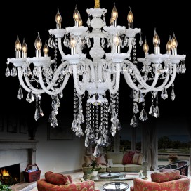 18 Light (12+6) 2 Tiers White Candle Style Crystal Chandelier