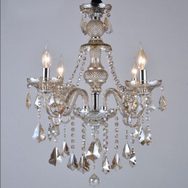 4 Light Cognac Colour Candle Style Crystal Chandelier