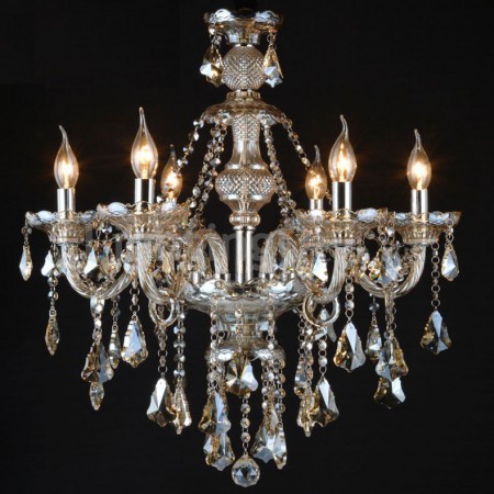 6 Light Cognac Colour Candle Style Crystal Chandelier