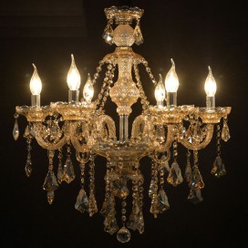 6 Light Cognac Colour Candle Style Crystal Chandelier