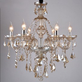 6 Light Cognac Colour Candle Style Crystal Chandelier